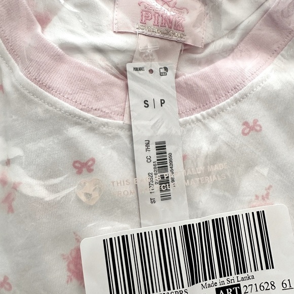 NWT 🌸PINK x LoveShackFancy🌸 Short Sleeve White Oversized Floral Tee Size S - Picture 6 of 13